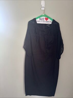 Lane Bryant Black Lace-Trim Ponte Tunic